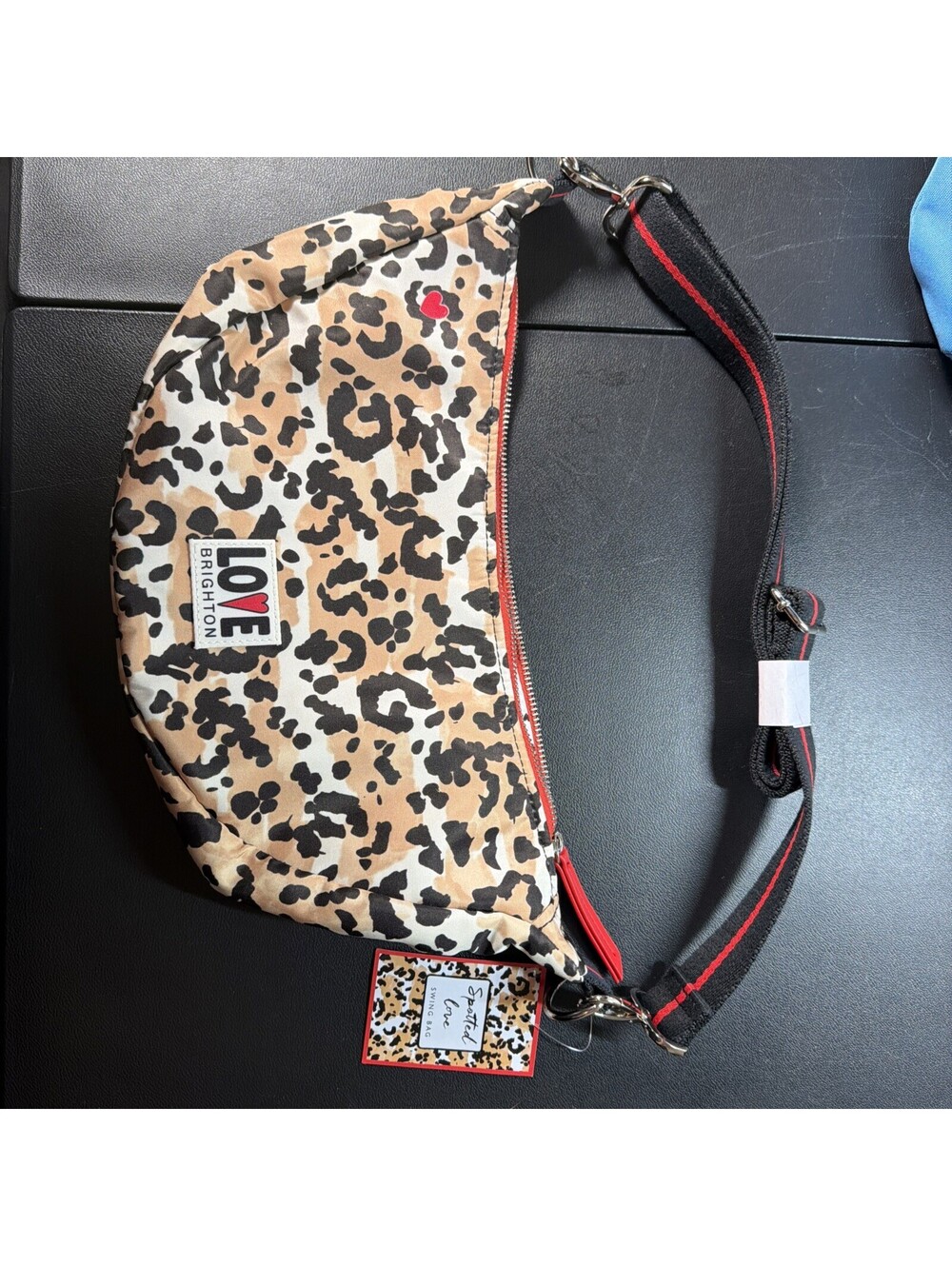 Brighton Love Leopard Print Padded Crossbody Sling Bag NWT